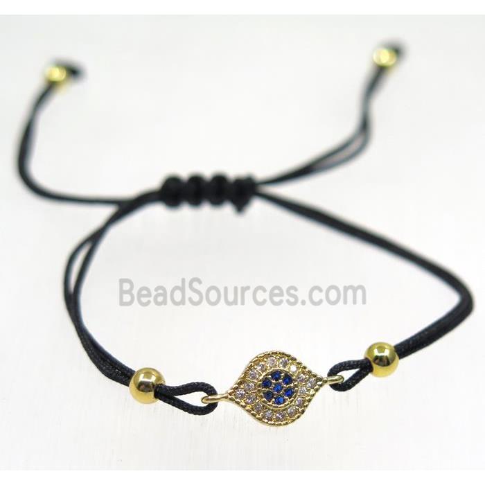 handmade bracelet with eye pave zircon, nylon wire