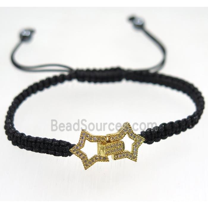 handmade bracelet with Star pave zircon, nylon wire