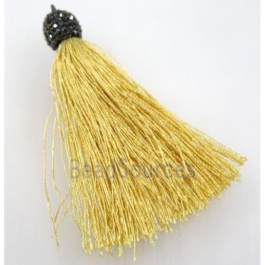 yellow nylon tassel pave rhinestone