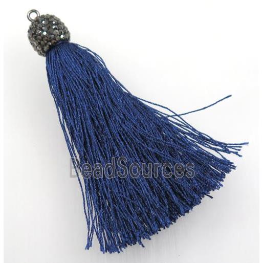 darkblue nylon tassel pave rhinestone