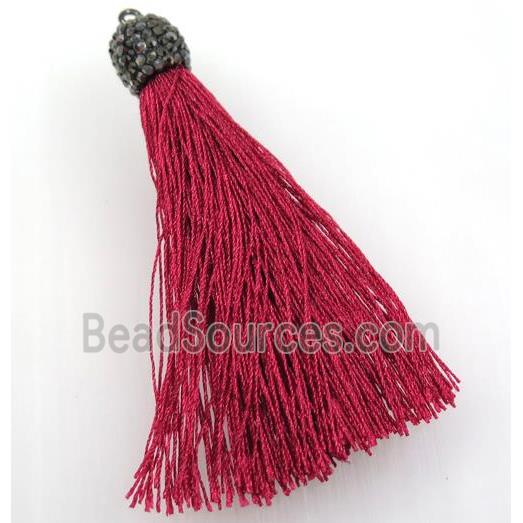red nylon tassel pave rhinestone