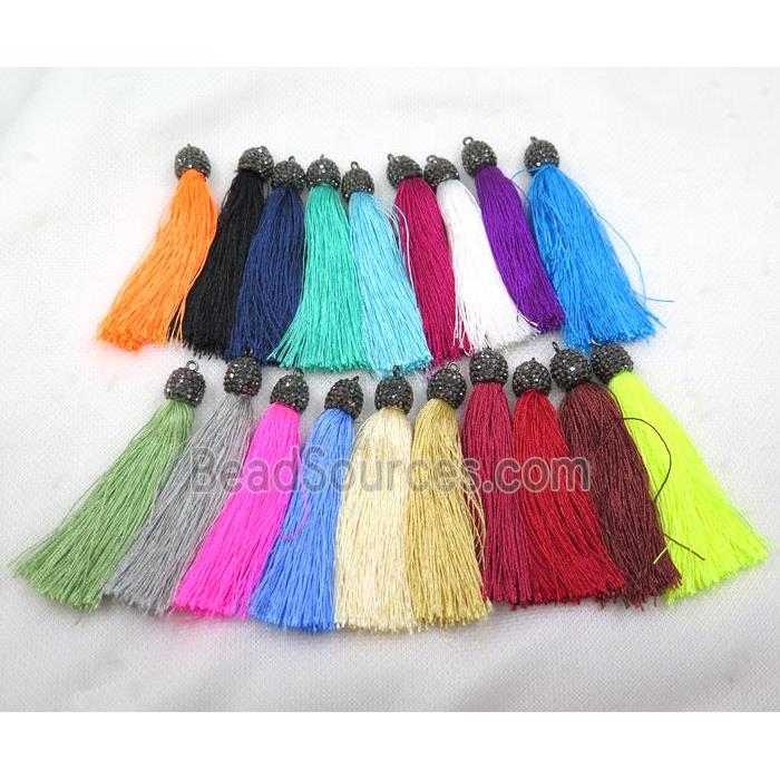 nylon tassel pave rhinestone, mix color