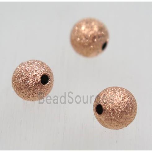 round matte Brass stardust ball beads, rose gold