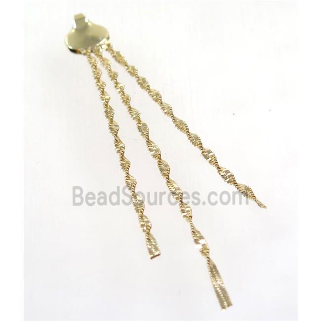 copper tassel pendant with chain, gold plated