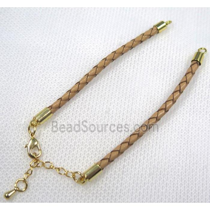 brown PU leather bracelet chain