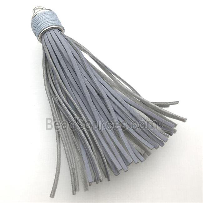 gray Suede tassel pendants