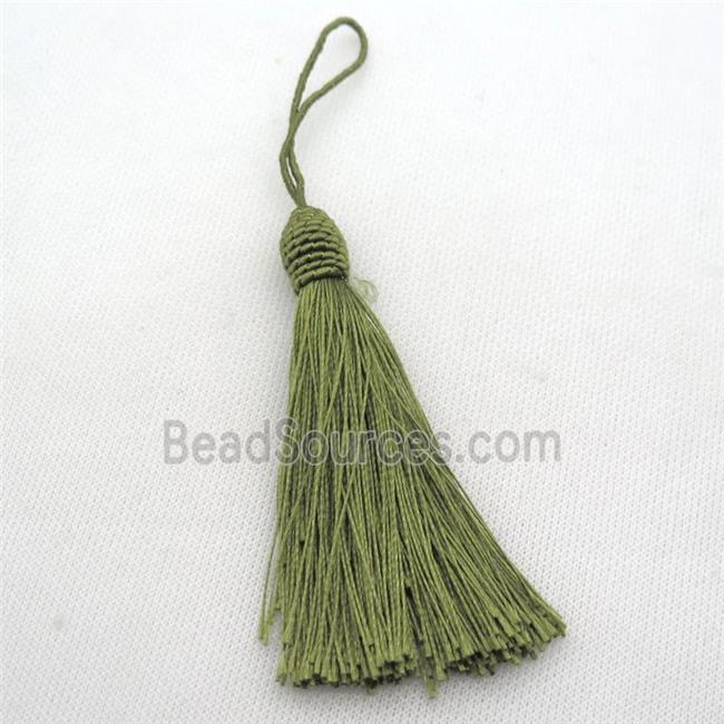 olive Nylon wire tassel pendants