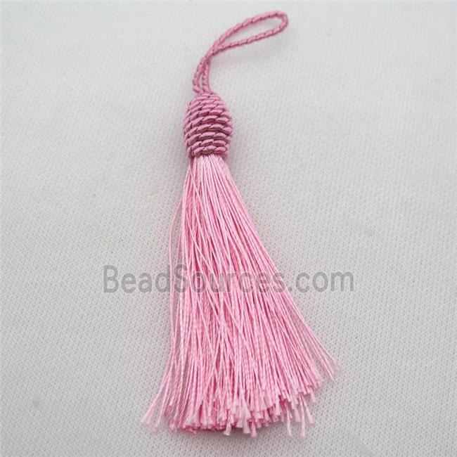 pink Nylon wire tassel pendants