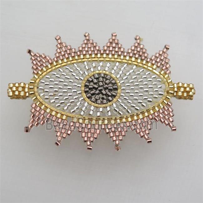 Handcraft eye connector with seed glass beads