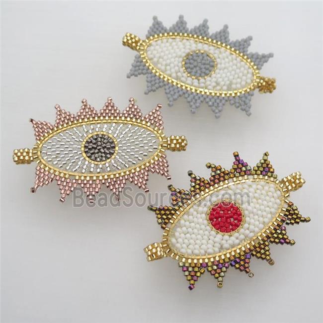 Handcraft eye connector with seed glass beads, mix color