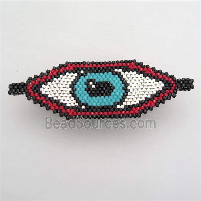 Handcraft eye connector with seed glass beads