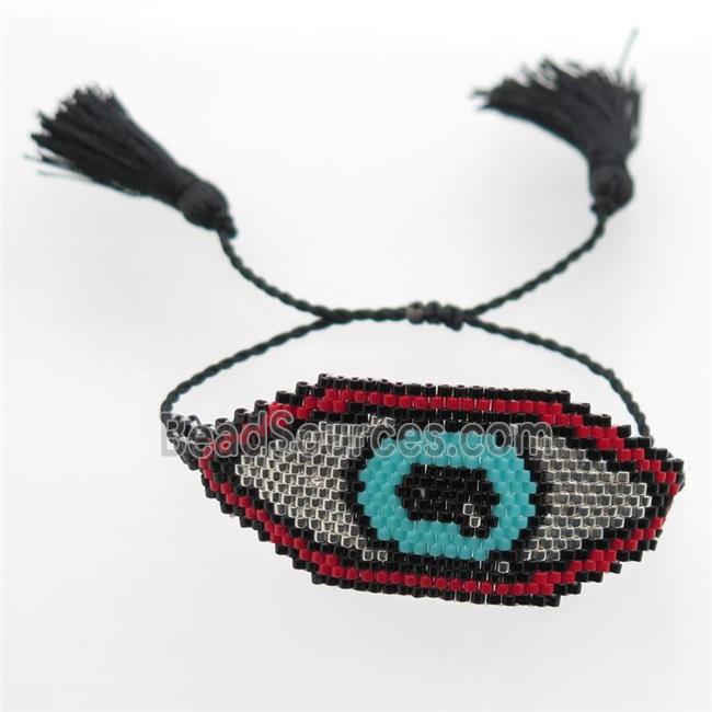 Handcraft eye connector with seed glass beads, mix color