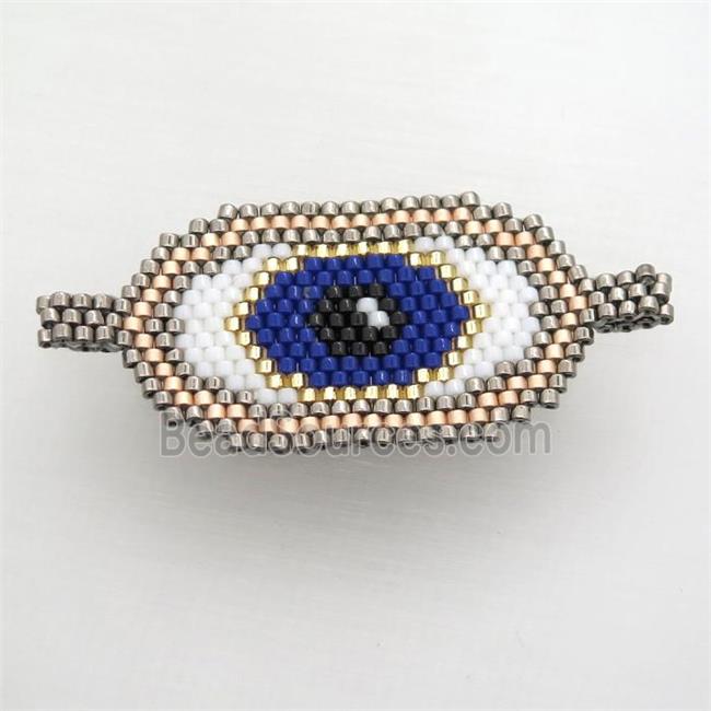 Handcraft eye connector with seed glass beads