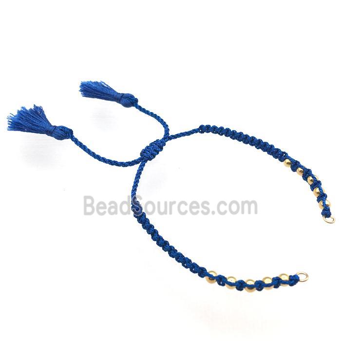 blue nylon wire bracelet chain with tassel, abjustable