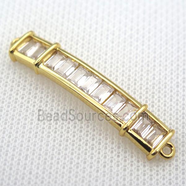 copper stick connector paved zircon, gold plated