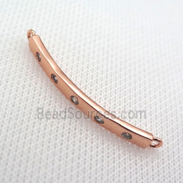 copper stick connector paved zircon, rose gold