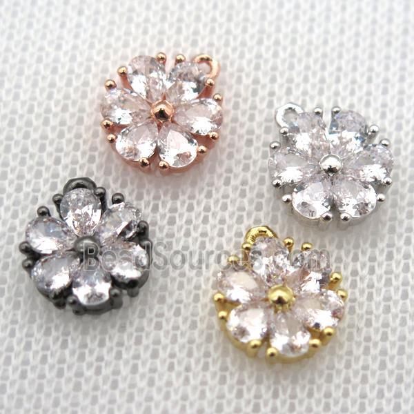 copper flower pendant paved zircon, mix color