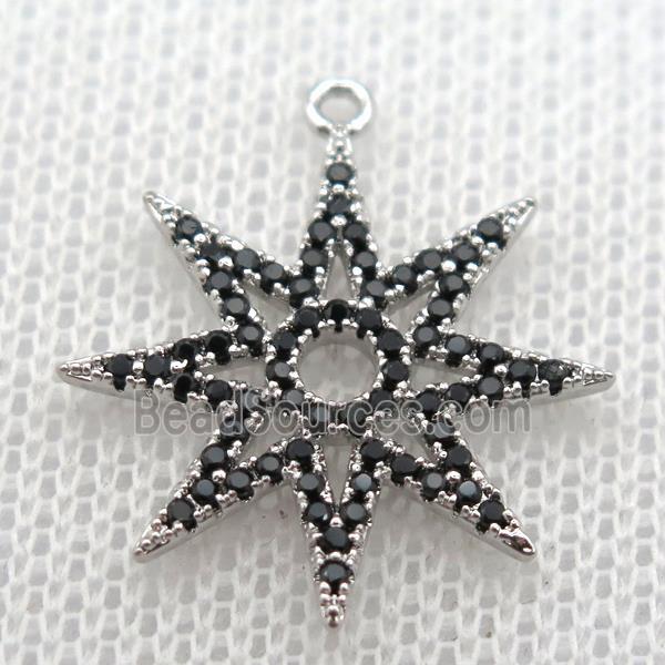 copper star pendant paved zircon, platinum plated