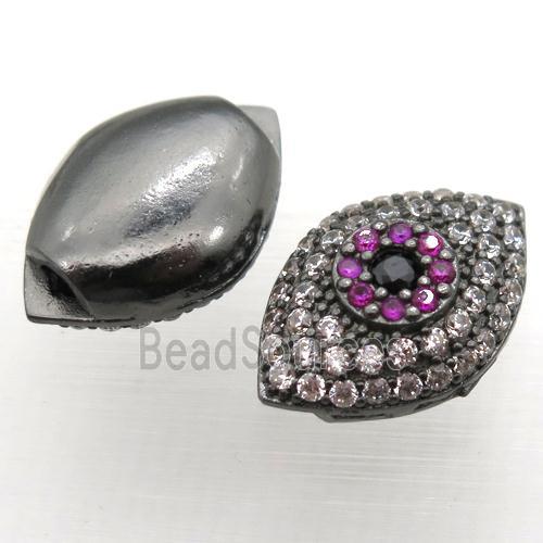 copper eye beads paved zircon, black plated