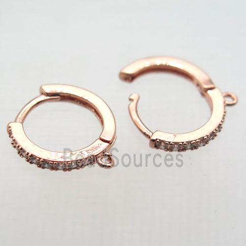 copper leaveback earring paved zircon, rose gold