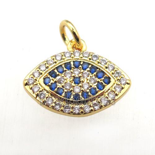 copper eye pendant pave zircon, gold plated