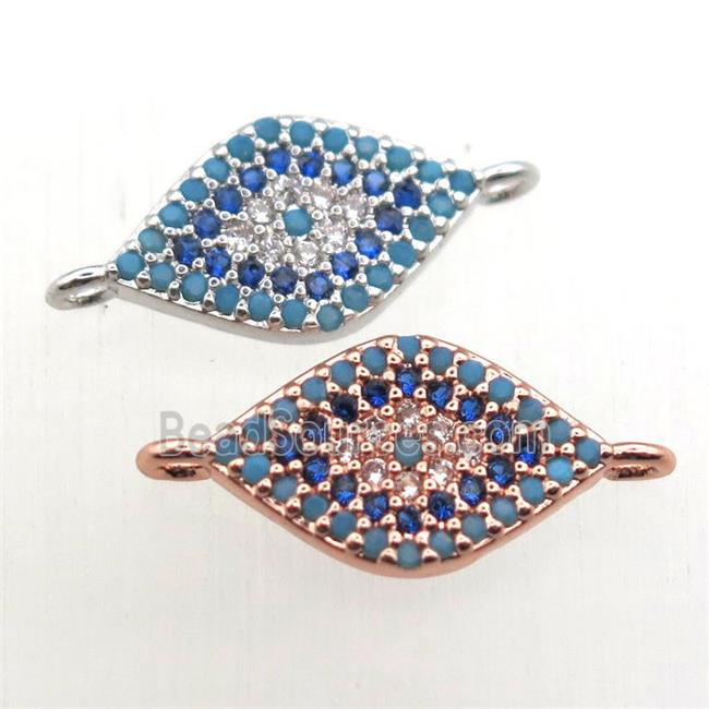 copper eye connector pave zircon, mixed color