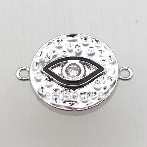 copper eye connector pave zircon, platinum plated