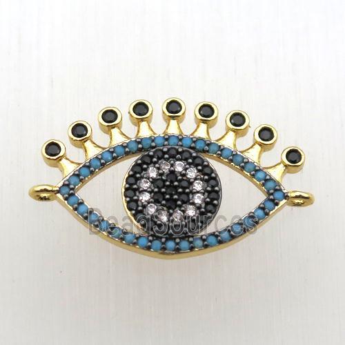 copper eye connector pave zircon, gold plated