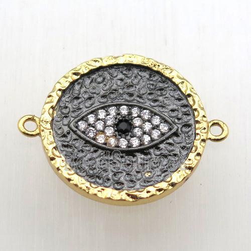 copper eye connector pave zircon, gold plated