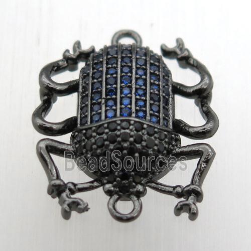 copper beetle connector pave zircon, black plated