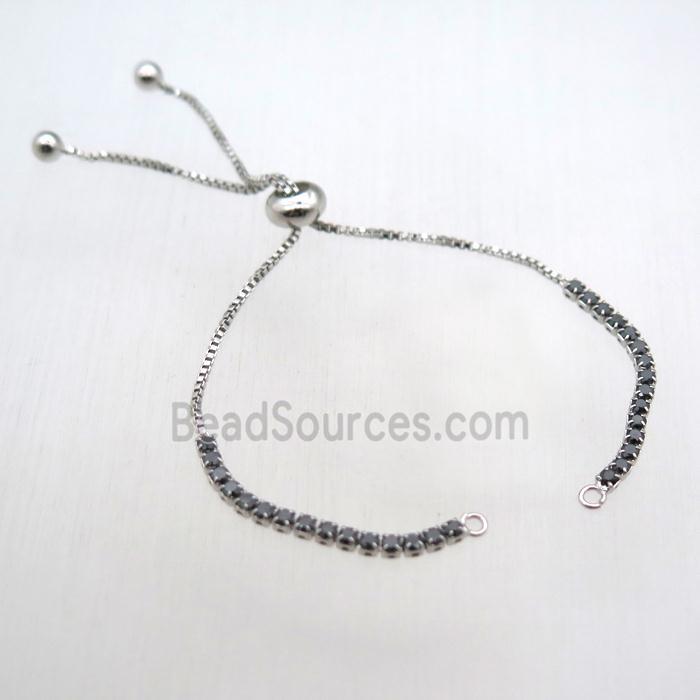 copper bracelet chain pave zircon, platinum plated