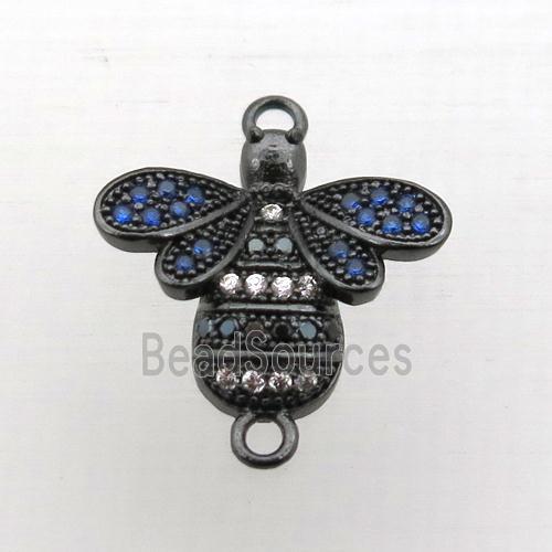 copper honeybee connector pave zircon, black plated