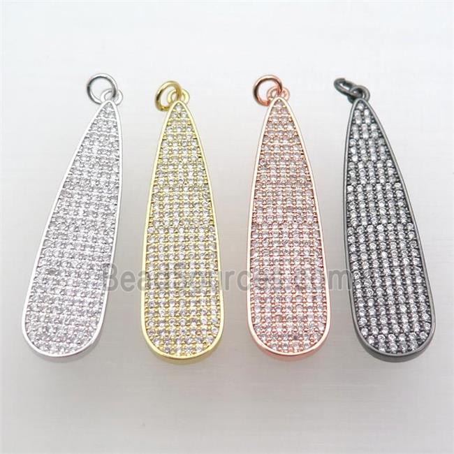 copper teardrop pendant pave zircon, mixed color