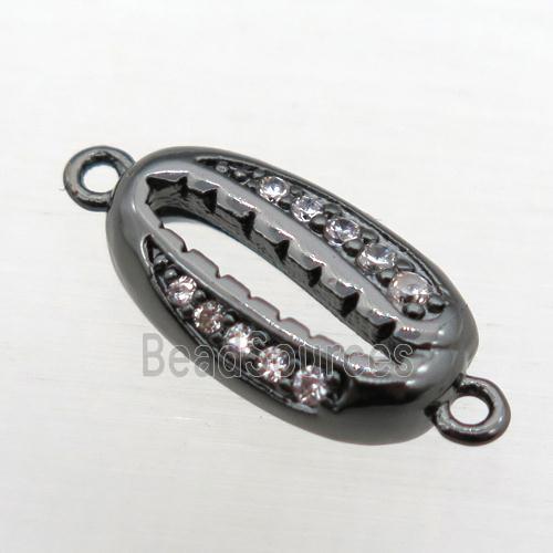 copper connector pave zircon, black plated