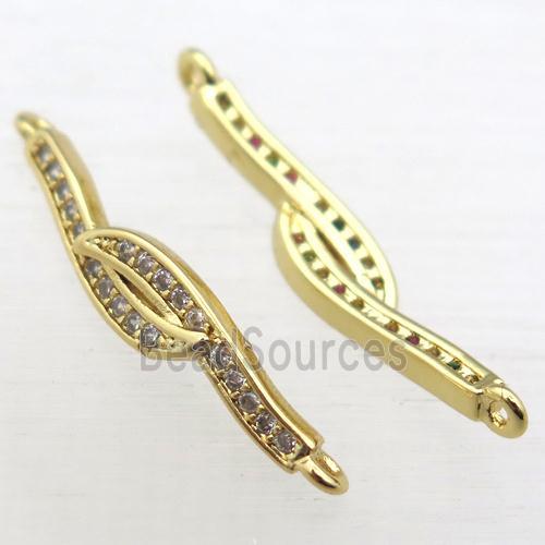 copper connector pave zircon, gold plated