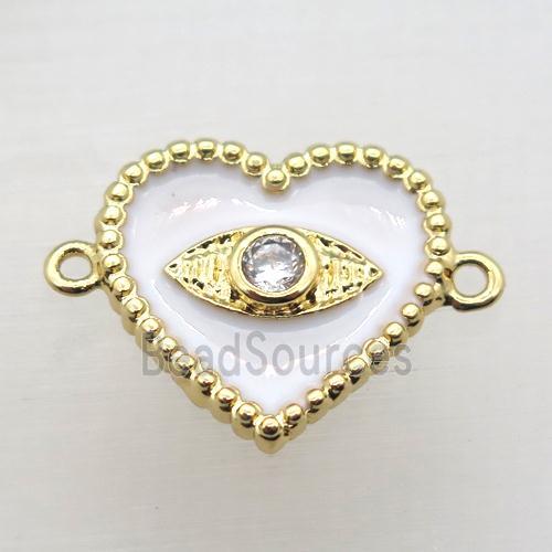 copper heart connector pave zircon with Enameling, gold plated