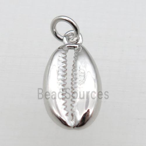 copper shell pendant, platinum plated