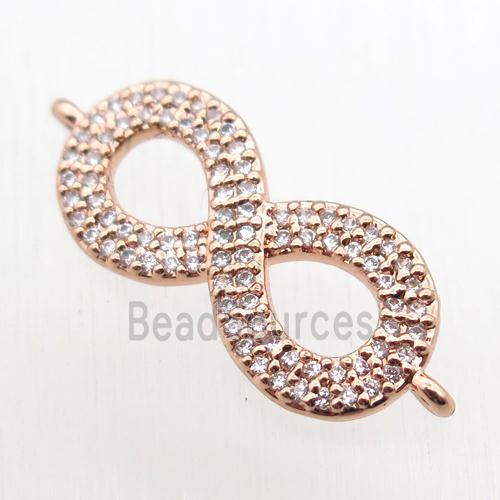 copper Infinity connector paved zircon, rose gold