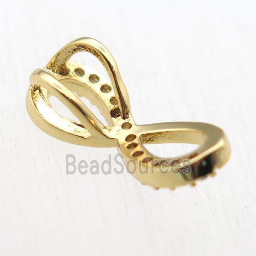 copper Infinity connector paved zircon, gold plated