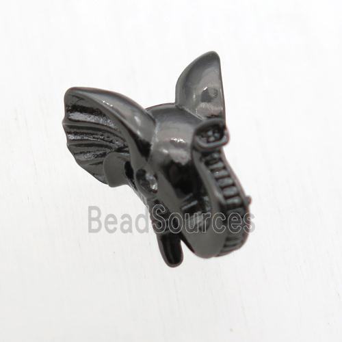 copper elephant beads paved zircon, black plated