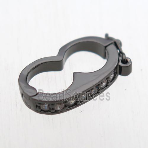 copper clasp paved zircon, black plated