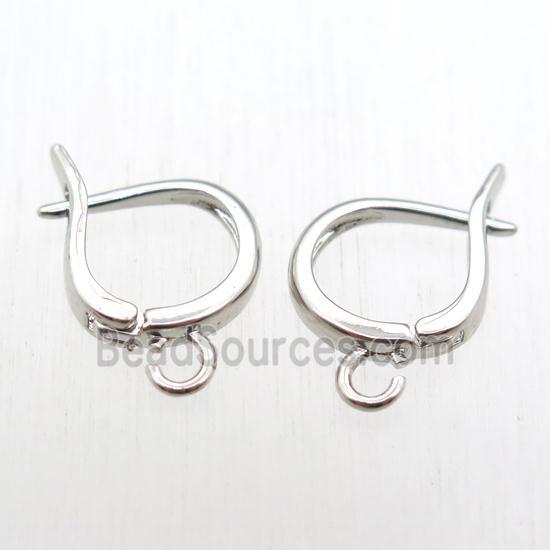 copper Latchback Earrings hook with loop, platinum plated