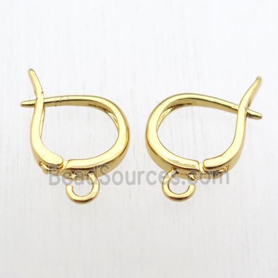 copper Latchback Earrings hook with loop, gold plated