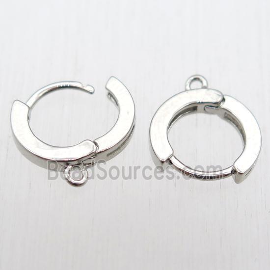 copper Latchback Earrings hoop with loop, platinum plated