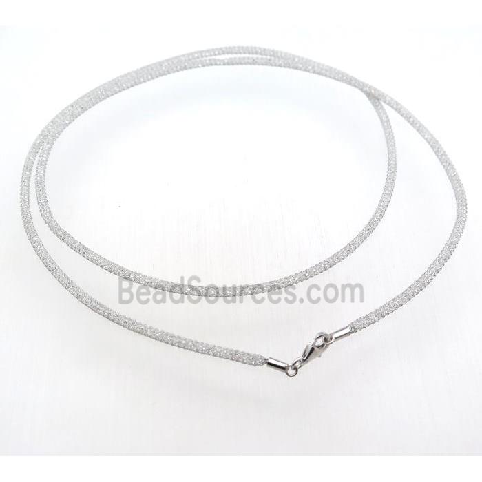 copper mesh nceklace chain with rhinestone, platinum plated