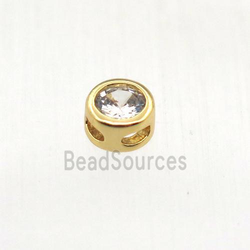 copper beads pave zircon, circle, gold plated