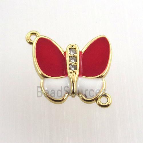 copper butterfly connector paved zircon, gold plated