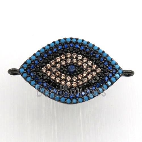 copper eye connector paved zircon, black plated