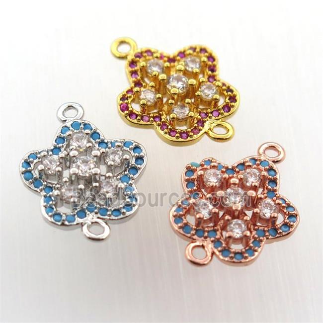 copper flower connector paved zircon, mix color