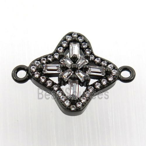 copper cross connector paved zircon, black plated